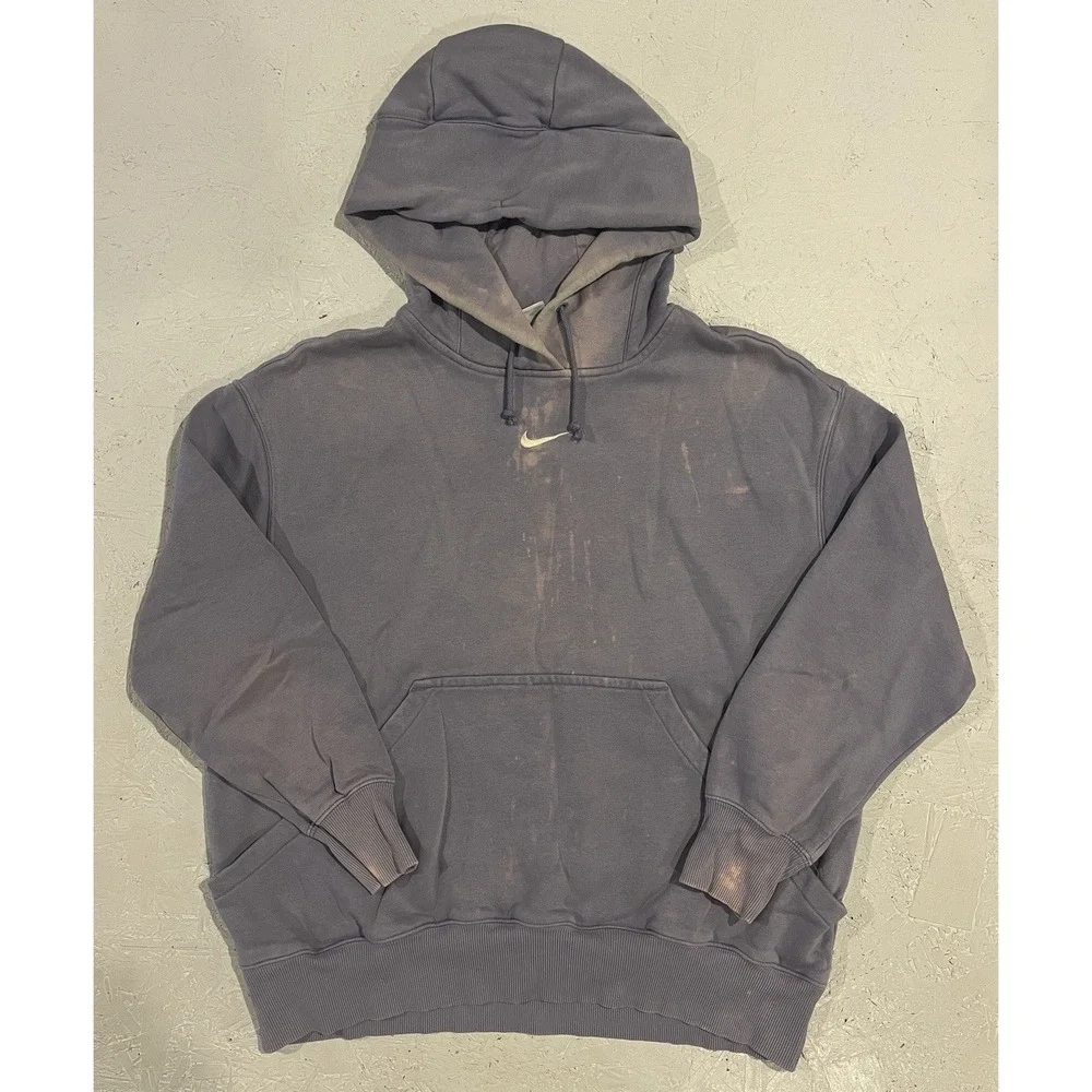 Nike Hoodie Mens Medium Purple Club Fleece Pullover Sweatshirt Swoosh DQ5860-519
